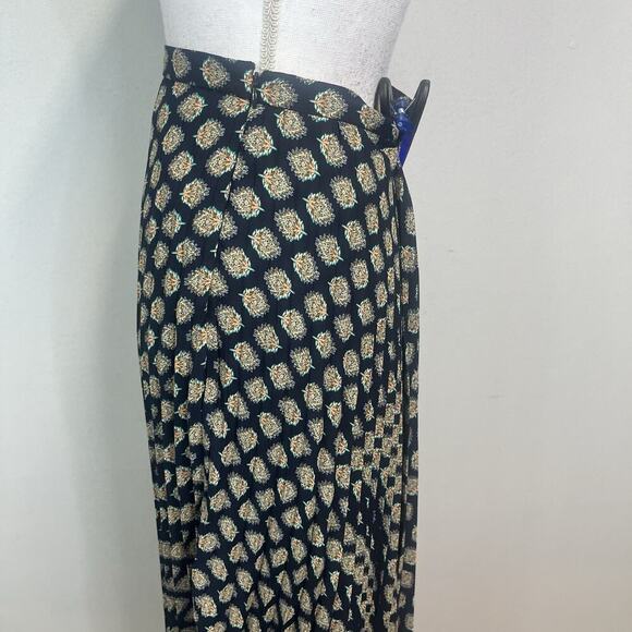 Banana Republic Skirt size 6 Navy Blue Orange Green Floral Sheer Maxi Pleated - Picture 7 of 10